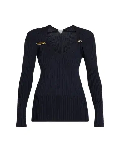 Bottega Veneta Claw Embellished Cashmere-Silk Rib Sweater | Thumbnail 1