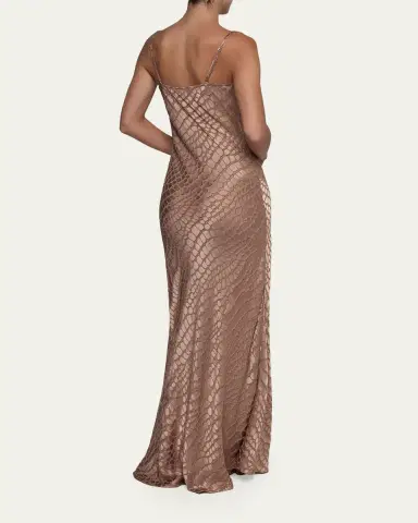 L'Agence Christine Cowl-Neck Burnout Satin Gown | Thumbnail 3 L'Agence Christine Cowl-Neck Burnout Satin Gown | Thumbnail 3