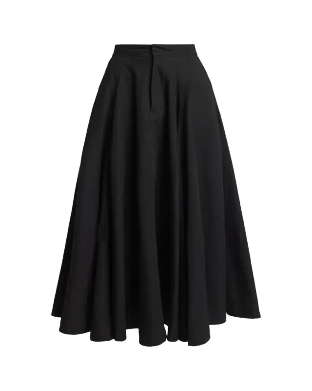 Cotton Godet Maxi Skirt