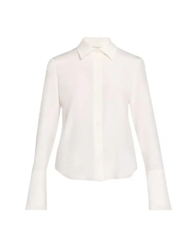 Lace-Trim Organic Silk Georgette Blouse