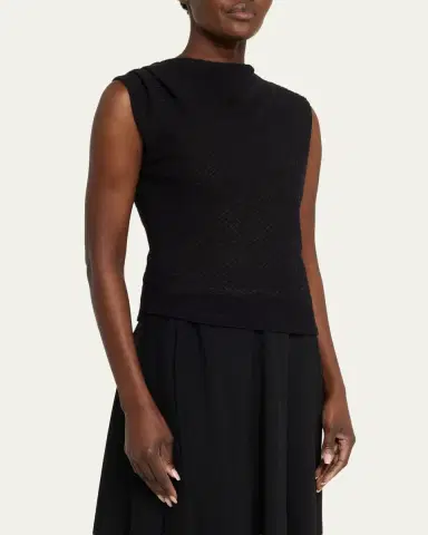 Vince Shadow Grid Cowl-Neck Top | Thumbnail 4 Vince Shadow Grid Cowl-Neck Top | Thumbnail 4
