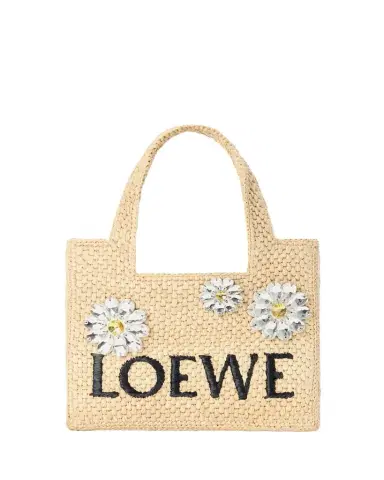 Loewe x Paula's Ibiza Crystal Floral Applique Raffia Tote Bag | Thumbnail 1