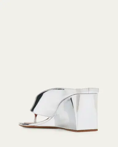 Alaïa 90mm Metallic Leather Wedge Thong Sandals | Thumbnail 4 Alaïa 90mm Metallic Leather Wedge Thong Sandals | Thumbnail 4