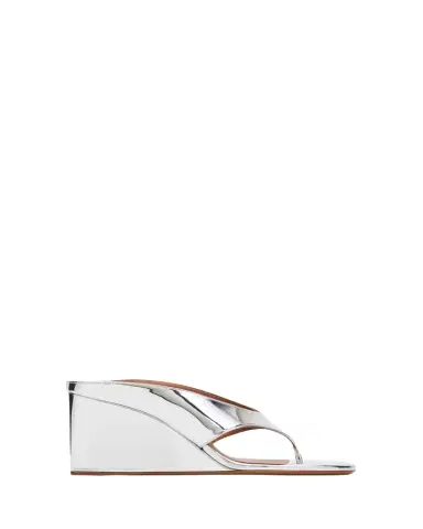 Alaïa 90mm Metallic Leather Wedge Thong Sandals | Thumbnail 1 Alaïa 90mm Metallic Leather Wedge Thong Sandals | Thumbnail 1