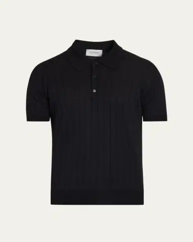 John Smedley Men's Wide Rib-Knit Merino Polo Shirt | Thumbnail 6 John Smedley Men's Wide Rib-Knit Merino Polo Shirt | Thumbnail 6