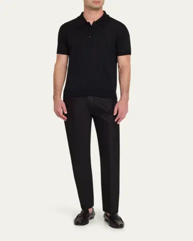 John Smedley Men's Wide Rib-Knit Merino Polo Shirt | Thumbnail 7 John Smedley Men's Wide Rib-Knit Merino Polo Shirt | Thumbnail 7