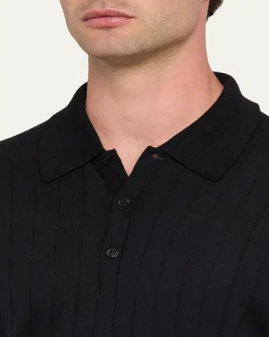 John Smedley Men's Wide Rib-Knit Merino Polo Shirt | Thumbnail 10 John Smedley Men's Wide Rib-Knit Merino Polo Shirt | Thumbnail 10
