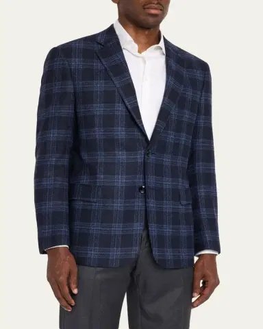 Giorgio Armani Men's Glen Plaid Single-Breasted Sport Coat | Thumbnail 4 Giorgio Armani Men's Glen Plaid Single-Breasted Sport Coat | Thumbnail 4