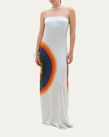 Silvia Tcherassi Bahiana Strapless Abstract-Print Silk Maxi Dress | Thumbnail 2 Silvia Tcherassi Bahiana Strapless Abstract-Print Silk Maxi Dress | Thumbnail 2
