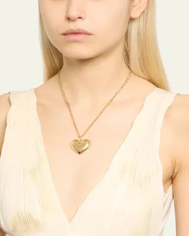 Brent Neale All Gold Puff Heart Pendant on Chain Necklace, 18"L | Thumbnail 2