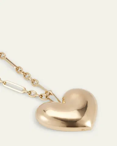 Brent Neale All Gold Puff Heart Pendant on Chain Necklace, 18"L | Thumbnail 3