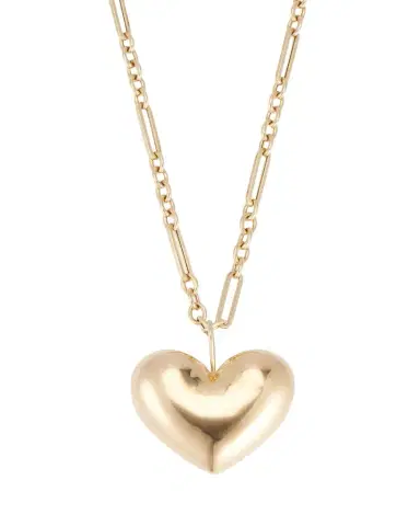 Brent Neale All Gold Puff Heart Pendant on Chain Necklace, 18"L | Thumbnail 1