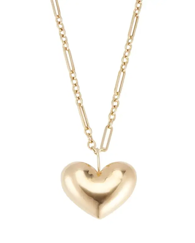 Brent Neale All Gold Puff Heart Pendant on Chain Necklace, 18"L