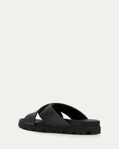 Prada Men's Soft Cage Criss-Cross Rubber Slide Sandals | Thumbnail 4 Prada Men's Soft Cage Criss-Cross Rubber Slide Sandals | Thumbnail 4