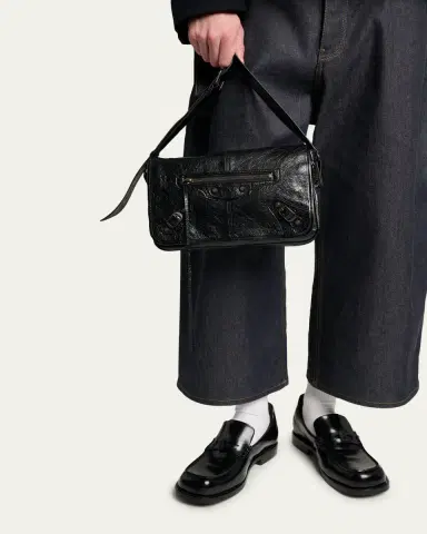 Balenciaga Men's Le City Flap Messenger Bag in Arena Lambskin | Thumbnail 2 Balenciaga Men's Le City Flap Messenger Bag in Arena Lambskin | Thumbnail 2