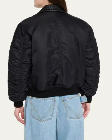 Bottega Veneta Intrecciato Collar Blouson Bomber Jacket | Thumbnail 3 Bottega Veneta Intrecciato Collar Blouson Bomber Jacket | Thumbnail 3