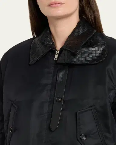 Bottega Veneta Intrecciato Collar Blouson Bomber Jacket | Thumbnail 5 Bottega Veneta Intrecciato Collar Blouson Bomber Jacket | Thumbnail 5
