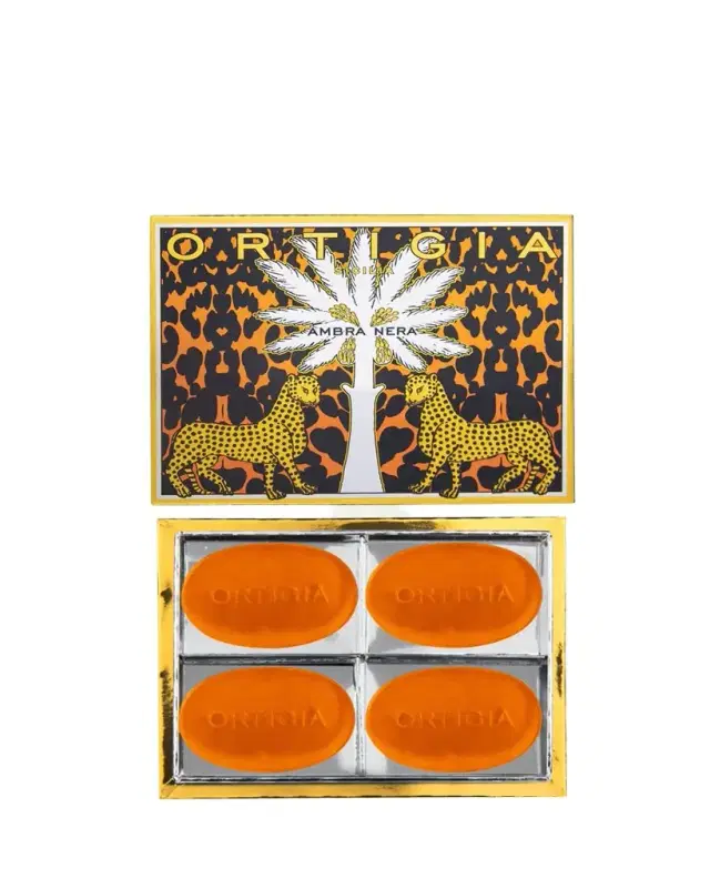 Ortigia Ambra Nera Glycerine Bar Soap Box, 4 x 1.4 oz.