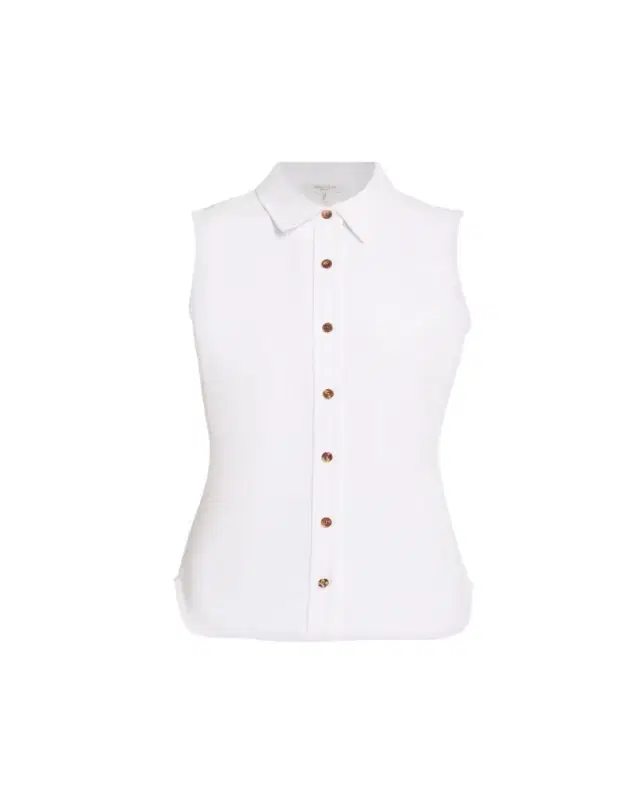 Lafayette 148 New York Sleeveless Cotton Pique Shirt