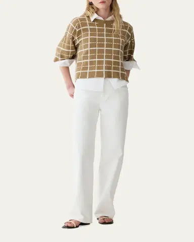 Lafayette 148 New York Oversized Cashmere-Linen Grid Sweater | Thumbnail 2 Lafayette 148 New York Oversized Cashmere-Linen Grid Sweater | Thumbnail 2