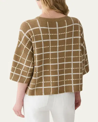 Lafayette 148 New York Oversized Cashmere-Linen Grid Sweater | Thumbnail 3 Lafayette 148 New York Oversized Cashmere-Linen Grid Sweater | Thumbnail 3