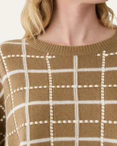 Lafayette 148 New York Oversized Cashmere-Linen Grid Sweater | Thumbnail 5 Lafayette 148 New York Oversized Cashmere-Linen Grid Sweater | Thumbnail 5