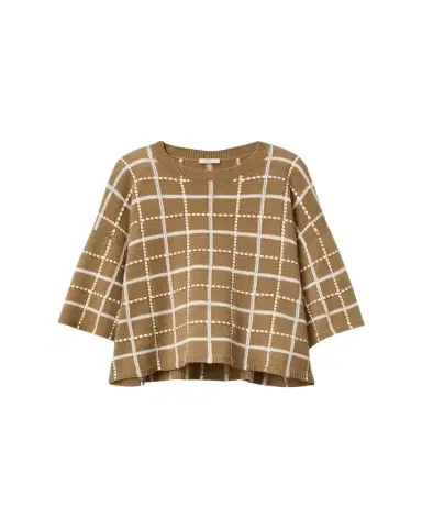 Lafayette 148 New York Oversized Cashmere-Linen Grid Sweater | Thumbnail 1 Lafayette 148 New York Oversized Cashmere-Linen Grid Sweater | Thumbnail 1
