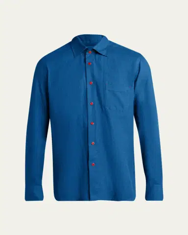 Kiton Men's Solid Cotton Pocket Snap-Front Shirt | Thumbnail 11 Kiton Men's Solid Cotton Pocket Snap-Front Shirt | Thumbnail 11
