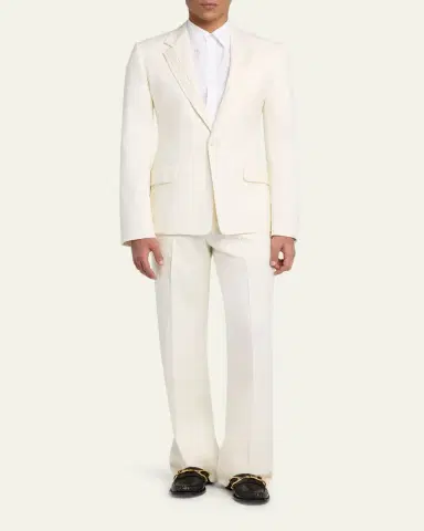 Alexander McQueen Men's Wool Pintuck-Pleated Wide-Leg Trousers | Thumbnail 2 Alexander McQueen Men's Wool Pintuck-Pleated Wide-Leg Trousers | Thumbnail 2
