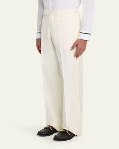Alexander McQueen Men's Wool Pintuck-Pleated Wide-Leg Trousers | Thumbnail 4 Alexander McQueen Men's Wool Pintuck-Pleated Wide-Leg Trousers | Thumbnail 4
