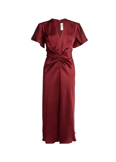 Victoria Beckham Eve Gathered-Waist Satin Midi Dress | Thumbnail 5 Victoria Beckham Eve Gathered-Waist Satin Midi Dress | Thumbnail 5