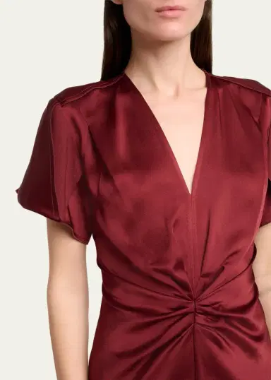 Victoria Beckham Eve Gathered-Waist Satin Midi Dress | Thumbnail 8 Victoria Beckham Eve Gathered-Waist Satin Midi Dress | Thumbnail 8