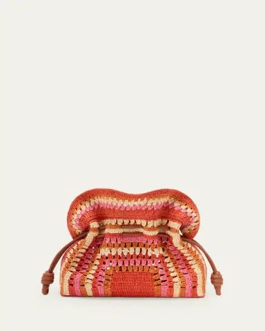 Loewe x Paula's Ibiza Flamenco Striped Crochet Raffia Clutch Bag | Thumbnail 2