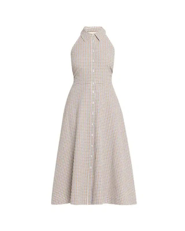 Mackey Gingham Halter Midi Dress