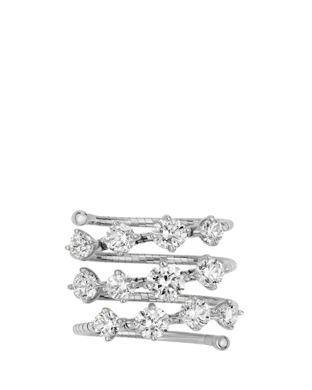 Mattia Cielo 18K White Gold Diamond 3 Row Wrap Ring