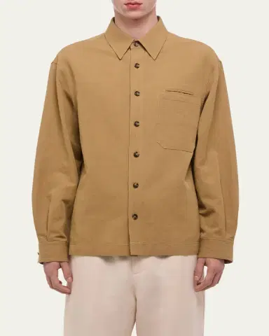 Helmut Lang Men's Sailor Slub Cotton and Linen Overshirt | Thumbnail 4 Helmut Lang Men's Sailor Slub Cotton and Linen Overshirt | Thumbnail 4