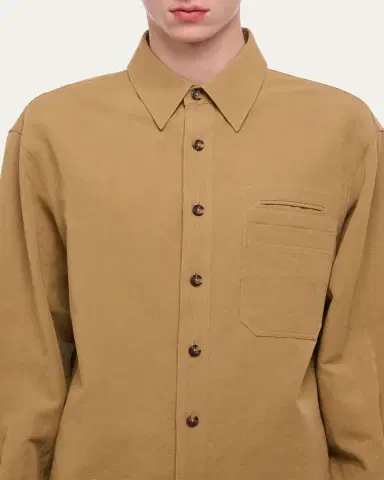 Helmut Lang Men's Sailor Slub Cotton and Linen Overshirt | Thumbnail 5 Helmut Lang Men's Sailor Slub Cotton and Linen Overshirt | Thumbnail 5