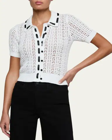 L'Agence Ninette Pointelle-Knit Cardigan | Thumbnail 4 L'Agence Ninette Pointelle-Knit Cardigan | Thumbnail 4