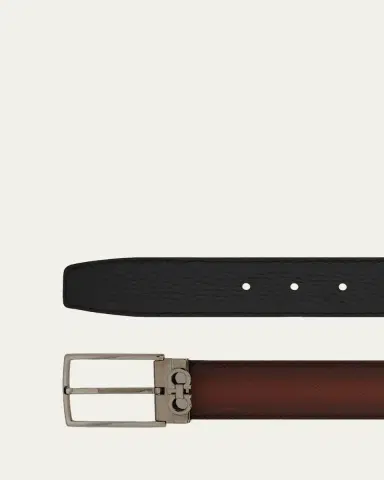FERRAGAMO Men's Mini Gancio Reversible Leather Belt | Thumbnail 3 FERRAGAMO Men's Mini Gancio Reversible Leather Belt | Thumbnail 3