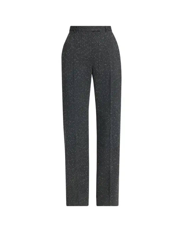 McQueen High-Rise Pinstripe Straight-Leg Trousers