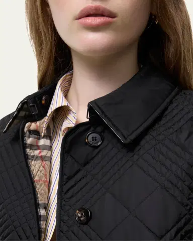 Burberry Fernleigh Leather-Collar Check Quilted Jacket | Thumbnail 4 Burberry Fernleigh Leather-Collar Check Quilted Jacket | Thumbnail 4