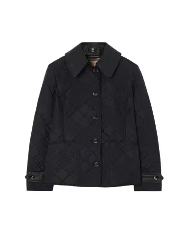 Burberry Fernleigh Leather-Collar Check Quilted Jacket | Thumbnail 1 Burberry Fernleigh Leather-Collar Check Quilted Jacket | Thumbnail 1