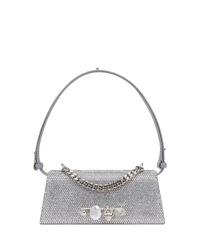 McQueen Jewelled Rhinestone Leather Shoulder Bag