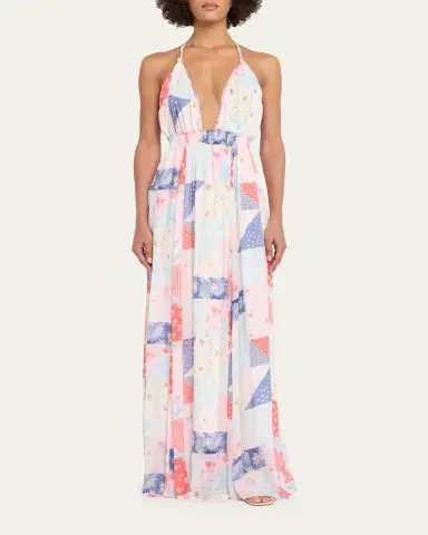 LoveShackFancy Fancy Patchwork Chiffon Maxi Dress | Thumbnail 2 LoveShackFancy Fancy Patchwork Chiffon Maxi Dress | Thumbnail 2