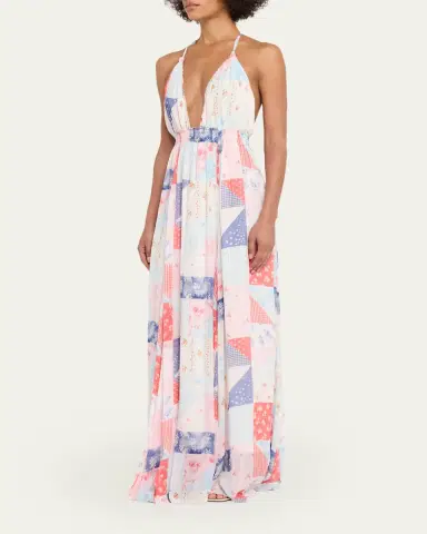 LoveShackFancy Fancy Patchwork Chiffon Maxi Dress | Thumbnail 4 LoveShackFancy Fancy Patchwork Chiffon Maxi Dress | Thumbnail 4