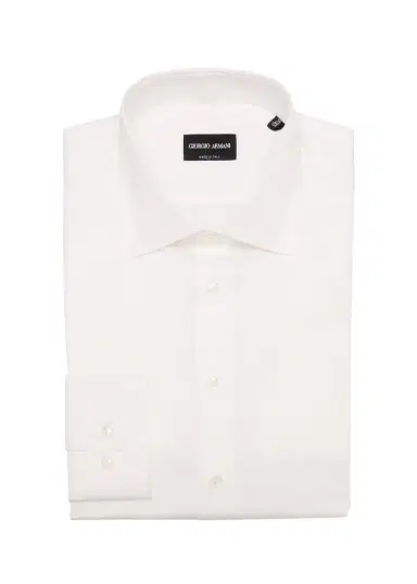 Giorgio Armani Men's Solid Cotton Dress Shirt | Thumbnail 3 Giorgio Armani Men's Solid Cotton Dress Shirt | Thumbnail 3