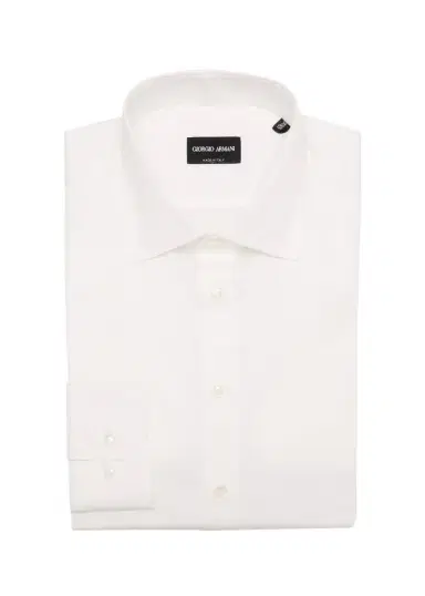 Giorgio Armani Men's Solid Cotton Dress Shirt | Thumbnail 1 Giorgio Armani Men's Solid Cotton Dress Shirt | Thumbnail 1