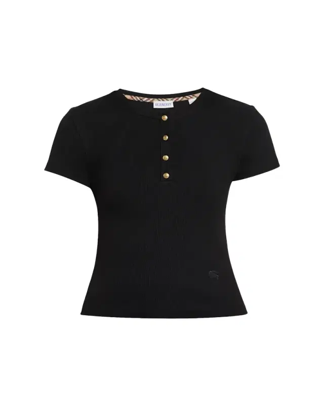 Cotton Rib Knit T-Shirt