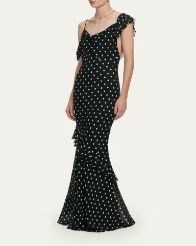 Self-Portrait Polka Dot Georgette Maxi Dress | Thumbnail 4 Self-Portrait Polka Dot Georgette Maxi Dress | Thumbnail 4