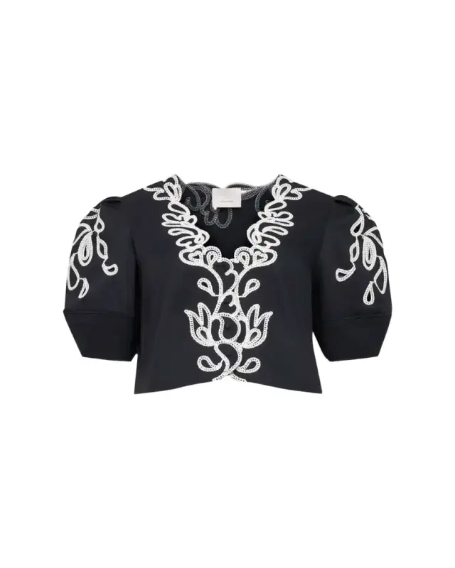 Cinq a Sept Bellara Embroidered Paisley Bloom Top